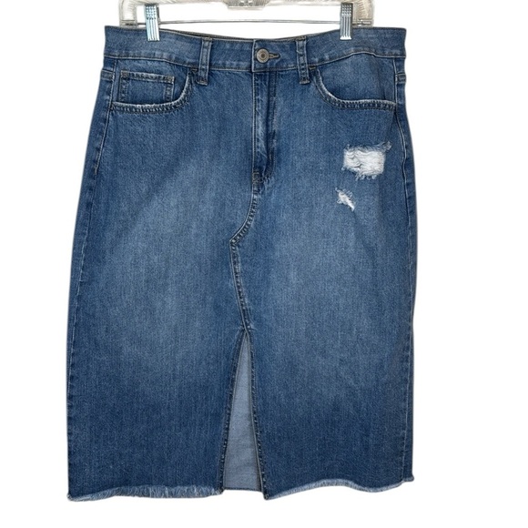 Dark Wash Denim Midi Skirt - Picture 3 of 17